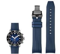 KCHSRKHXC 22mm Silicone Watch Bands for T120417 T120407 Quartz Dial Rubber Sport Men Watch Strap Watchband Waterproof (Color : Blue Black, Size : 22mm)