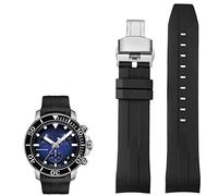KCHSRKHXC 22mm Silicone Watch Bands for T120417 T120407 Quartz Dial Rubber Sport Men Watch Strap Watchband Waterproof (Color : Blue Black, Size : 22mm)
