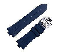 KCHSRKHXC 25mm * 8mm Rubber Silicone WatchBand for Overseas Watch Bnad Black Blue Waterproof Sport Strap Watch Strap