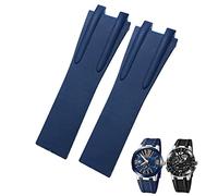 KCHSRKHXC 26mm Rubber Steel Folding Buckle Watch Band Fit for Blue Black Brown Sport Waterproof Strap Accessories (Color : Blue Golden Buckle, Size : Black Black Clasp)