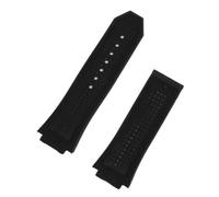 KCHSRKHXC 29 * 19mm Leather Rubber Silicone Watchband Watch Band Strap Compatible With 30mm Series (Color : Black porous strap, Size Silver buckle)