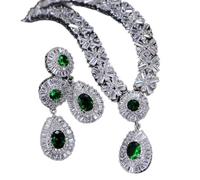KCHSRKHXC 6 Colors Beads Big red Green Blue Cubic Zirconia Women Jewelry Sets for Evening Party