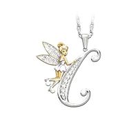 KCHSRKHXC 925 Sterling Silver Fairy Necklace For Women, Lovely Crystal A B C D E F G H Letters Flower Fairy Necklaces, Tinkerbell Necklace, Fairy Jewelry, Tinkerbell Jewelry