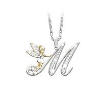 KCHSRKHXC 925 Sterling Silver Fairy Necklace For Women, Lovely Crystal I J K L M N O Letters Flower Fairy Necklaces, Tinkerbell Necklace, Fairy Jewelry, Tinkerbell Jewelry