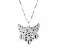 KCHSRKHXC 925 Sterling Silver Fox Necklace For Women And Men, Zircon Fox Pendant Fox Animal Choker Pendant, Fox Girl Gold Initial Necklace, Fox Jewelry For Women, Therian Jewelry