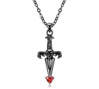 KCHSRKHXC 925 Sterling Silver Halloween Black Cross Love Hand Rose Feather Pendant Jewelry Necklace Accessories