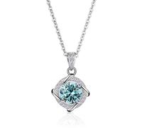 KCHSRKHXC Accessories 1 D Color Blue Pink Green Moissanite Pendant Necklaces for Women Diamond Necklace for Women - Valentine's Day Birthday