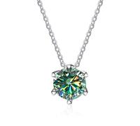 KCHSRKHXC Accessories 1 to 2ct Moissanite Necklace for Women, D Color Pink/Blue/Green Diamond Necklaces, Jewelry s for Birthday Anniversary Valentine's Day