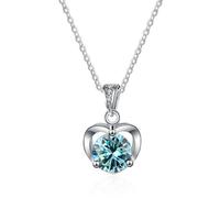 KCHSRKHXC Accessories Heart for Women, 1CT Diamond Necklace, D Color Blue Green Pink Moissanite Pendant Necklaces, Jewelry s