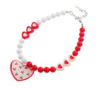 KCHSRKHXC Adjustable Small Heart Shaped Pet Necklace Collar for Cats and Dogs Cute Beaded Kitten Neck Chain Stylish Jewelry Accessory for Puppies and Small Pets