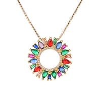 KCHSRKHXC beautiful multicolor cubic zirconia crystal flower necklace viper circle round women's pendant necklace wedding