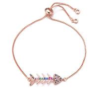 KCHSRKHXC beautiful multicolor cubic zirconia fishbone for women girls adjustable chain jewelry gift