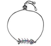 KCHSRKHXC beautiful multicolor cubic zirconia fishbone for women girls adjustable chain jewelry gift