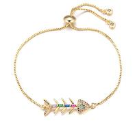 KCHSRKHXC beautiful multicolor cubic zirconia fishbone for women girls adjustable chain jewelry gift