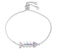 KCHSRKHXC beautiful multicolor cubic zirconia fishbone for women girls adjustable chain jewelry gift