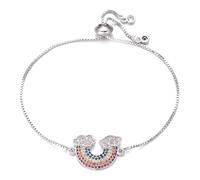 KCHSRKHXC Beautiful Rainbow Charm Women Girl Adjustable Chain Cubic Zirconia Crystal Women Jewelry Gift
