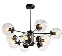 KCHSRKHXC Brass Sputnik Chandeliers 6 Lights Industrial Rustic Mid Century Ceiling Light Fixtures Pendant Light Compatible with Living Room Bedroom Dining Room Bar Restaurant Adjustable Chandeliers