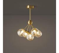 KCHSRKHXC Copper Chandelier Lights E27 LED Dimmable Ceiling Light Fixture Glass Ball Hanging Chandeliers Indoor Living Room Bedroom Dining Room Adjustable Chandeliers