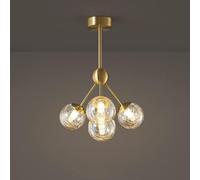 KCHSRKHXC Copper Chandelier Lights E27 LED Dimmable Ceiling Light Fixture Glass Ball Hanging Chandeliers Indoor Living Room Bedroom Dining Room Adjustable Chandeliers
