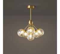 KCHSRKHXC Copper Chandelier Lights E27 LED Dimmable Ceiling Light Fixture Glass Ball Hanging Chandeliers Indoor Living Room Bedroom Dining Room Adjustable Chandeliers
