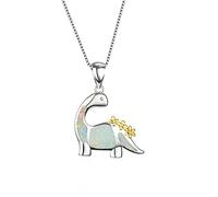 KCHSRKHXC Cute Female Gold Flower Pendant Necklace Fashion Blue White Opal Necklaces For Women Animal Dinosaur Wedding Necklace