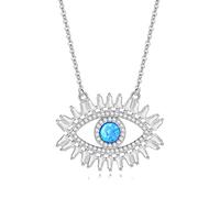 KCHSRKHXC Evil Lucky 925 Sterling Silver Necklaces For Woman With Crystal Cubic Zirconia Blue Eye Cz Necklace Turkish Jewelry