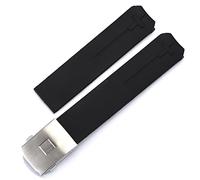 KCHSRKHXC for T-Touch T013 T047 20mm Soft Silicone Rubber Watch Band Black Orange Sport Waterproof Watch Strap T091 T013420A (Color : Black-No Buckle, Size : 20mm)