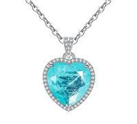 KCHSRKHXC Heart-Shaped 12 * 12mm Paraiba Tourmaline Wedding Engagement Pendant Birthday Gift for Women