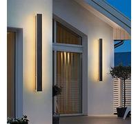 KCHSRKHXC LED Dimmable Wall Lights Outdoor/Indoor IP65 Waterproof Wall Lamp 3000K-6500K Modern Exterior Long Strip Wall Sconce Black Outdoor Wall Lighting for Living Room Corridor Courtyard Lamp