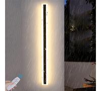 KCHSRKHXC LED Outdoor Indoor Wall Light with Remote Control Dimmable Wall Lamp Black Long Strips Exterior Garden Wall Sconce Aluminum Acrylic Waterproof IP65 Outside Entrance Hallway Wall Lighting