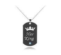 KCHSRKHXC Lovers Her King His Queen Keychain Black Creative Pendant Necklace Couple Love Forever Necklace Valentine Day Jewelry