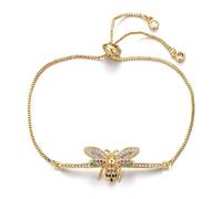 KCHSRKHXC luxury multi-micro pavé cubic zirconia bee charm chain link brand ladies jewelry gift