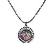 KCHSRKHXC luxury princess cut round pendant necklace cubic zirconia evil eye necklace and pendant female jewelry