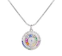 KCHSRKHXC luxury princess cut round pendant necklace cubic zirconia evil eye necklace and pendant female jewelry