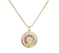 KCHSRKHXC luxury princess cut round pendant necklace cubic zirconia evil eye necklace and pendant female jewelry