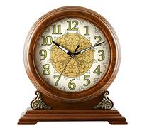 KCHSRKHXC Mantle/Mantel Clock, Battery Operated, Silent Wood Table Clock with Chimes On The Hour Chiming, Large Dial Shelf Decorative Clock Living Room Desk Decoration
