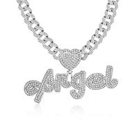 KCHSRKHXC Miami Cuban Link Pendant Chain for Men Women Silver Gold Plated Statement Big Butterfly Necklace Diamond Rhinestone Choker Necklace Iced Out Pendant Hip Hop Jewelry for Women Men