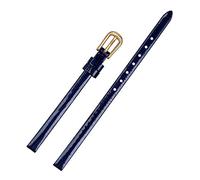 KCHSRKHXC Mini Watch Band 6mm Genuine Leather Bracelet Womens Fashion watchband Small Strap (Color : Blue Gold Buckle, Size : 6mm)