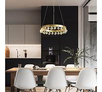 KCHSRKHXC Modern Black Chandelier Compatible with Living Room Luxury Fixture - Dining Room Bedroom Led Molecular Lamp Light Luxury Circle Square Crystal LED Pendant Lamp,k9