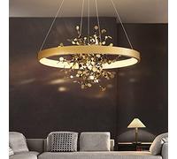 KCHSRKHXC Modern Luxury Ceiling Chandelier Dining Room Home Copper Decoration Lighting Bedroom Hanging Lights Living Room LED Pendant Lamp,Crystal Flush Mount