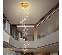 KCHSRKHXC Modern Staircase Chandelier Acrylic Golden Butterfly Ceiling Chandelier Living Room Dining Room LED Lighting Installation,Crystal Flush Mount