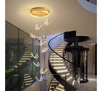 KCHSRKHXC Modern Staircase Chandelier Acrylic Golden Butterfly Ceiling Chandelier Living Room Dining Room LED Lighting Installation,Crystal Flush Mount