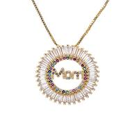 KCHSRKHXC mom Family Jewelry Mother Round Cubic Zirconia Chain Luxury Pendant Necklace