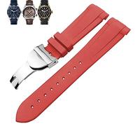 KCHSRKHXC Natural Rubber Watchband 20mm 22mm Special for Tudor Black Bay 1958 39mm 41mm GMT Pelagos Pin/Folding Buckle Rubber Strap (Color : Black Folding, Size : 22mm)
