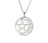 KCHSRKHXC necklace 2025 Retro Triangle Kn Crescent Edge For Women Her Steel Hollow Pentacle Pendant necklace Christmas Jewelr With You Jewelry Accessories Creative