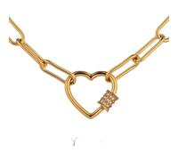KCHSRKHXC necklace 2025 tic Heart Steel Chain For Women Delicate Cubic Zirconia 14 K Plated necklace Jewelry Accessories With You Creative Gift, Free