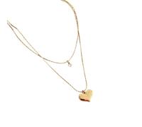 KCHSRKHXC necklace For Trendy 2025 316L Steel Gift Upscale Jewelry 2 Layer Zircon Love Heart Charms Chain necklace Necklace&Pendants Women Accessories Creative