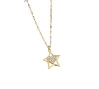 KCHSRKHXC necklace For Trendy 2025 Five-Pointed Star Heart Inlaid Zircon Pendant Women All-Match Steel Chain Love Gift Jewelry Accessories Creative