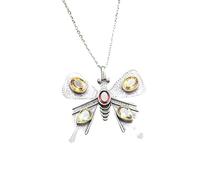 KCHSRKHXC necklace For Trendy 2025 Retro Colorful Inlaid Gemstone Butterfly Insect Pendant Women's Party Banquet Accessories Jewelry Creative Gift