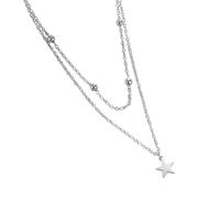 KCHSRKHXC necklace For Trendy 2025 Star Pendant Women Color Steel Beads Double Chain Collar S Jewelry Accessories Creative Gift, Free size,